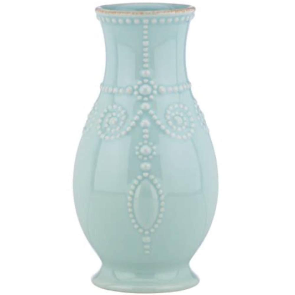 LENOX AMERICAN BY DESIGN FRENCH PERLE 8" FLUTED FOOTED VASE in Ice Blue